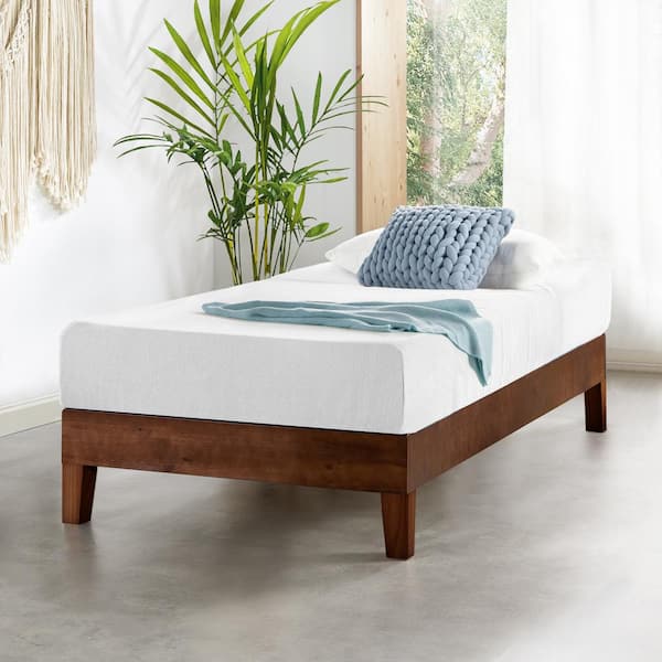 MELLOW Naturalista Grand 12 in. Espresso Twin Solid Wood Platform Bed with Wooden Slats