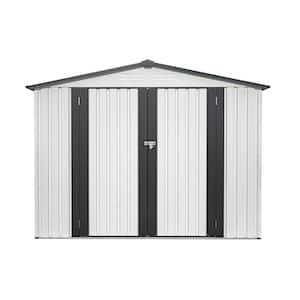 6 ft. W x 8 ft. D Grey White Metal Storage Shed with 2 Rainproof Hinge Doors (48 sq. ft.)