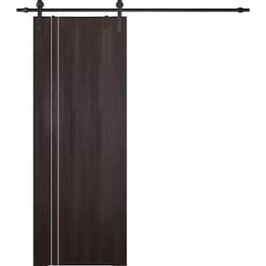 Optima 2V 32 in. x 84 in. Manufactured Wood Veralinga Oak Solid Composite Core Sliding Barn Door with Hardware Kit