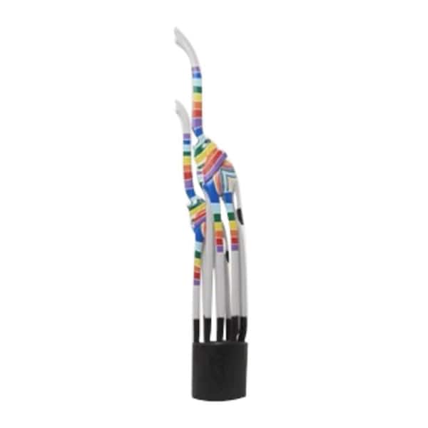 Litton Lane Multi Colored Wood Handmade Striped Giraffe Sculpture with Black Pedestal Base