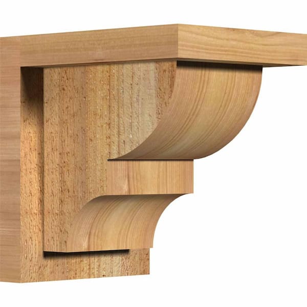 Ekena Millwork 6 in. x 8 in. x 8 in. Western Red Cedar Ridgewood Rough Sawn Corbel with Backplate