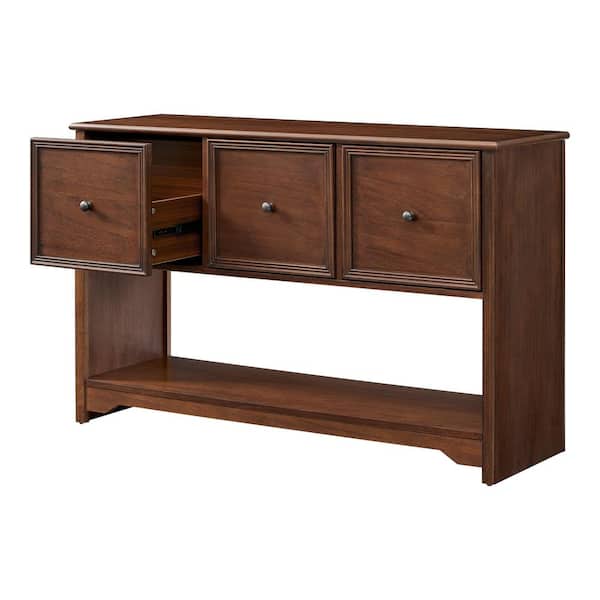 Bradstone 3 Drawer Walnut Brown Wood Lateral File Cabinet
