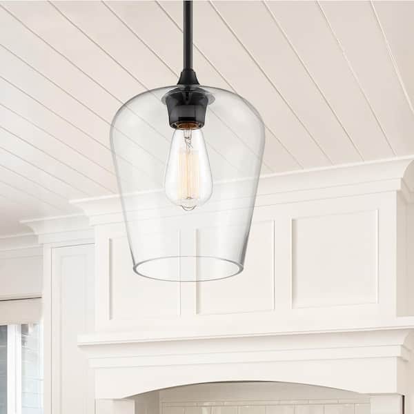 Savoy House Octave 8 in. W x 10.5 in. H 1-Light Matte Black Pendant Light with Clear Glass Shade
