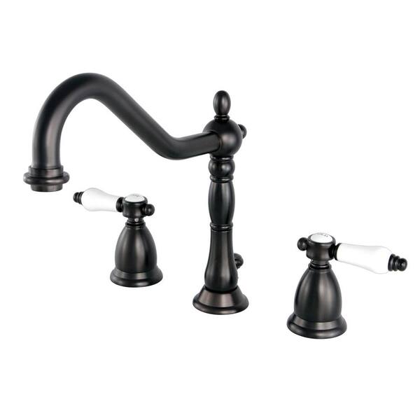 Kingston Brass Victorian Porcelain 8 in. Widespread 2-Handle Bathroom Faucet in Oil Rubbed Bronze