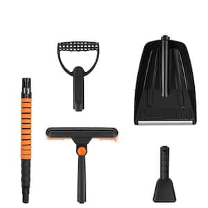 9.25 in. Aluminum Alloy and Plastic Blade 5-in-1 Detachable Snow Remover Kits Extendable Ice Scraper