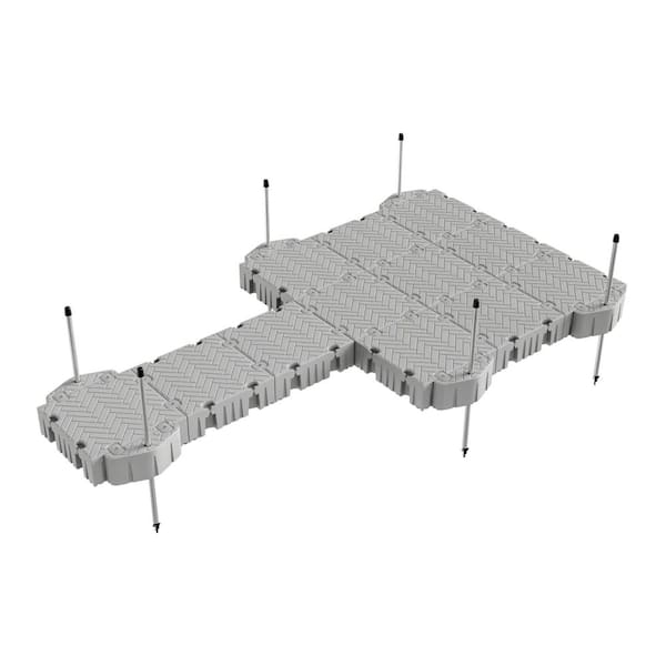 Flexx Flex 24 ft. Extended Platform Floating Dock Package Pipe Guides