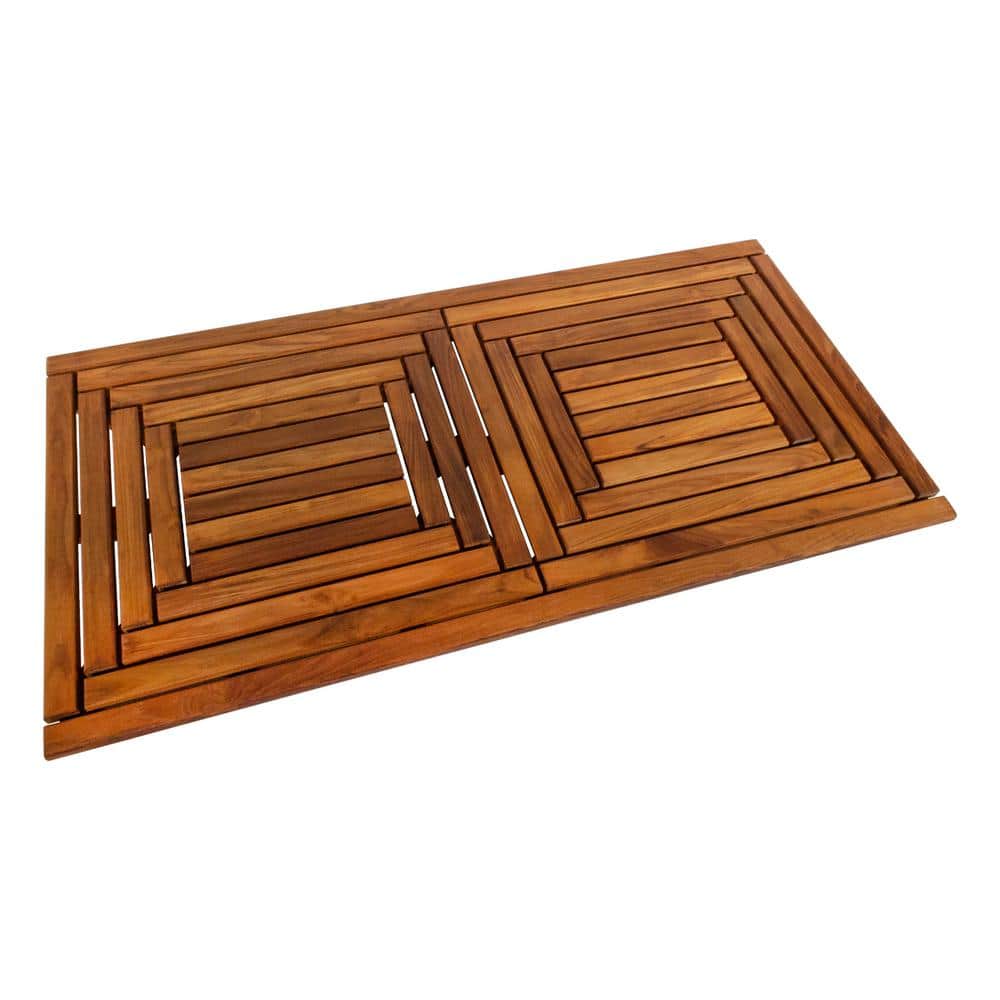 Nordic Teak Wood Oiled Double Framed Bath Mat 40" x 20"