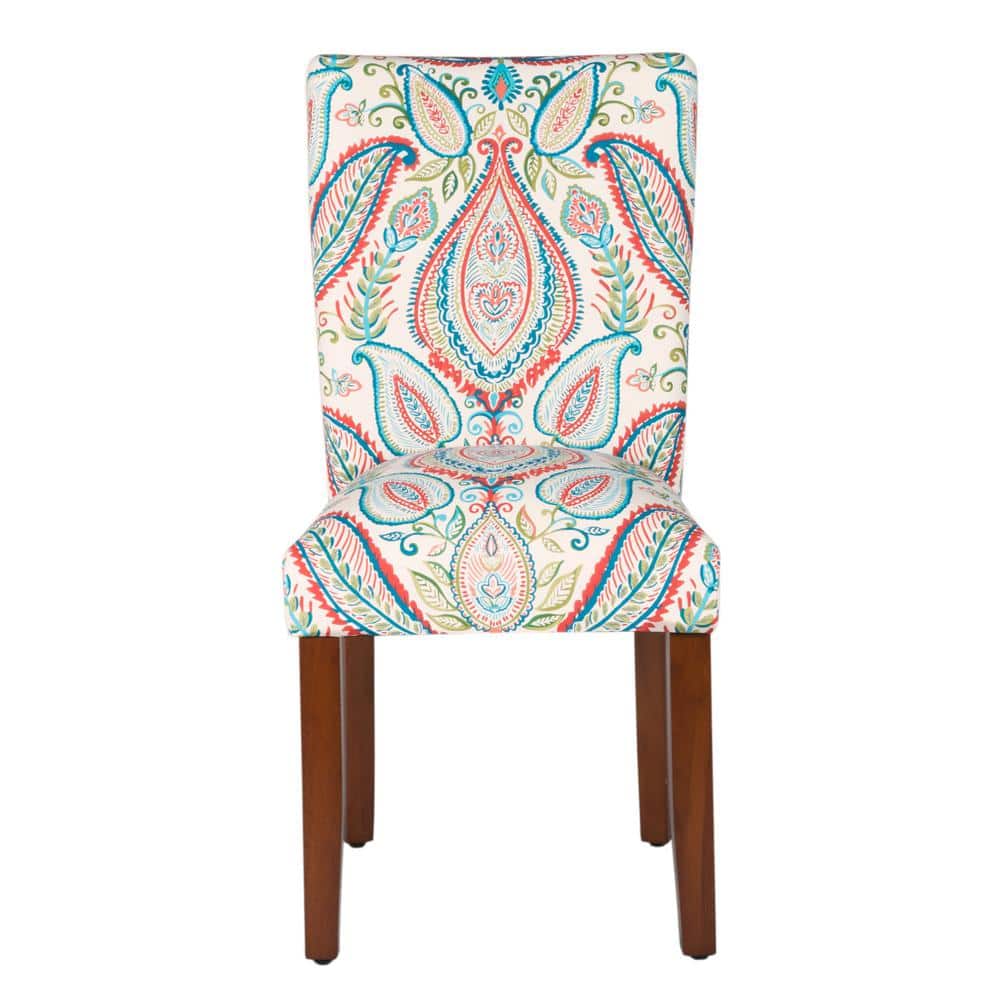 Classic Multicolor Linen and Wood Parsons Side Chair Set