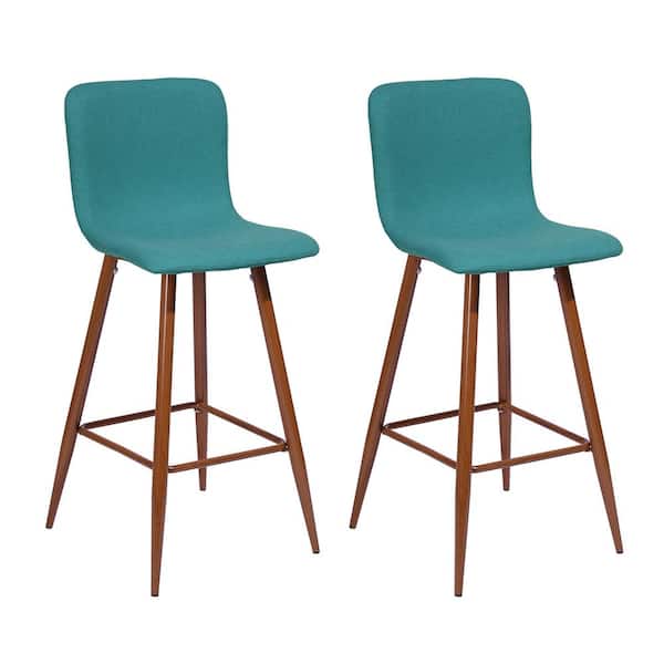 Homy Casa Scargill 26 in. Green Upholstered Metal Frame Counter Stool with Fabric Seat(set of 2)