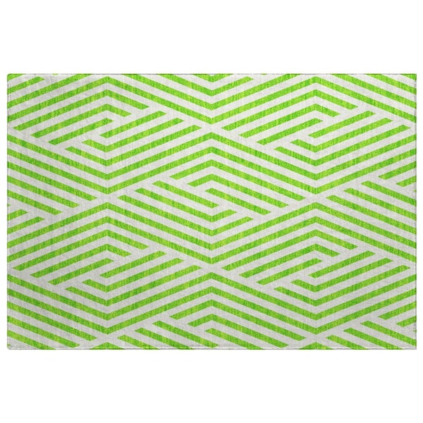 Dream Shag Premium Machine Washable Abstract ADS550 Lime 3 ft. x 4 ft. Area Rug
