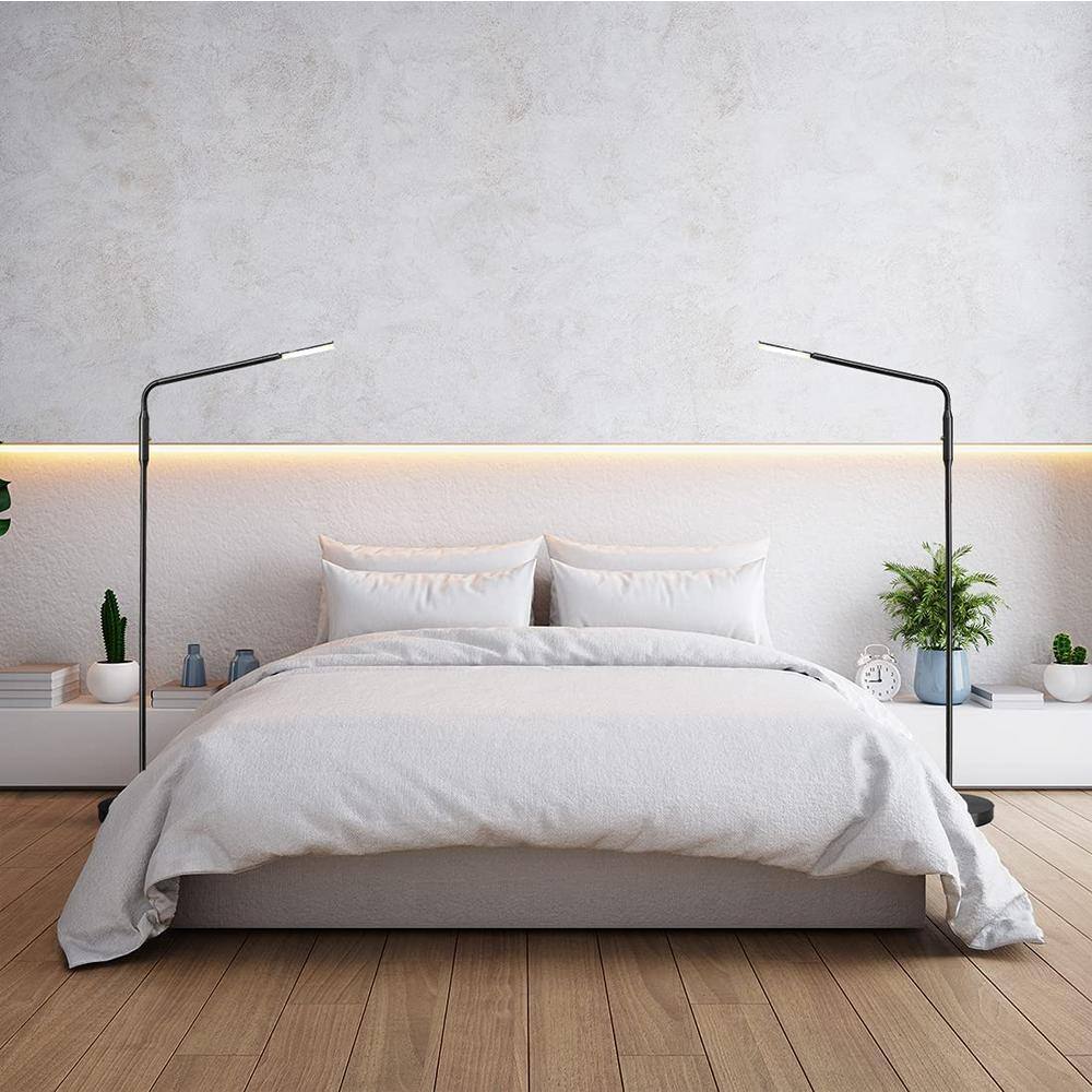 Black Adjustable Metal Arc LED Floor Lamp with Dimmable Light
