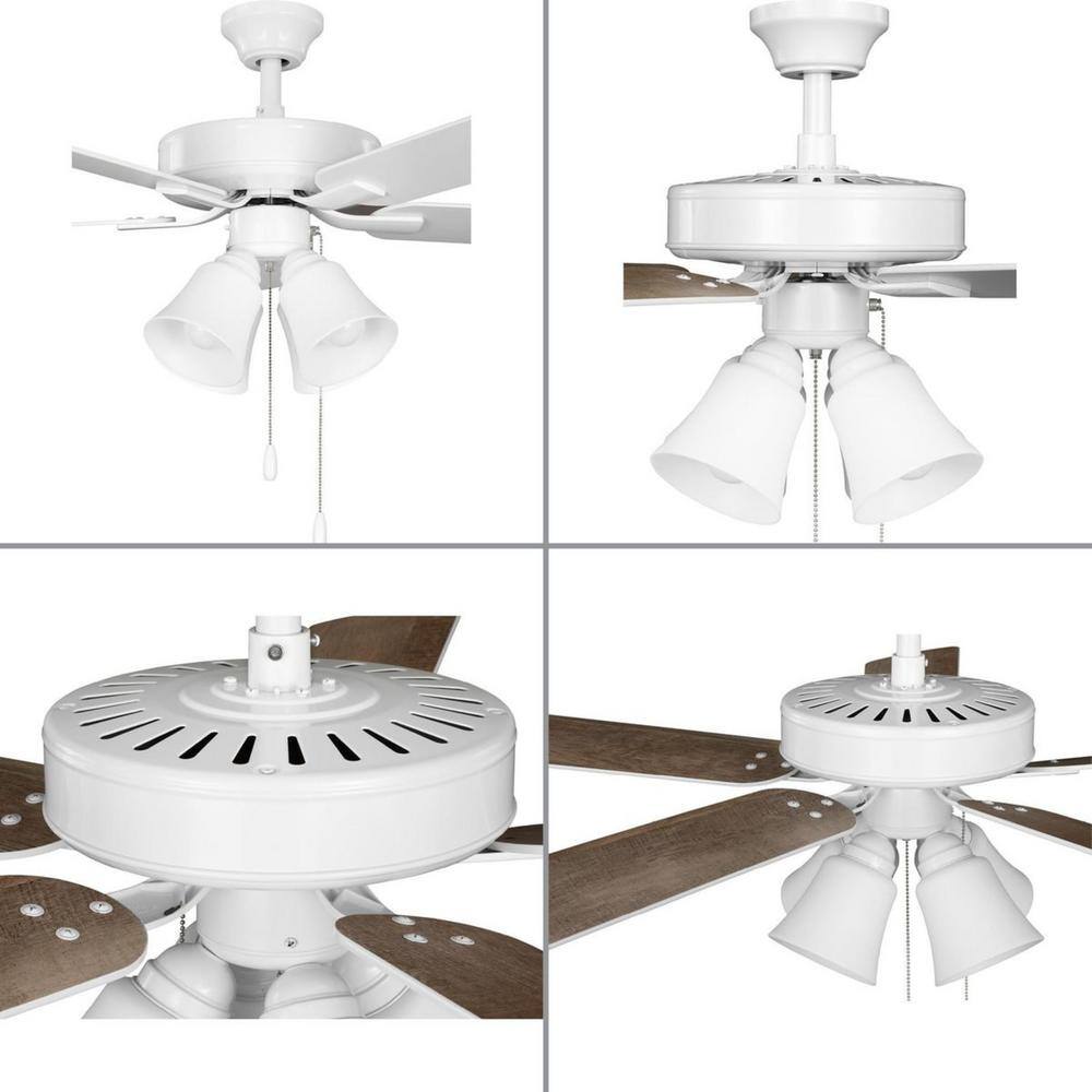 52" White Brushed Nickel 5-Blade Ceiling Fan with Lighting and Remote