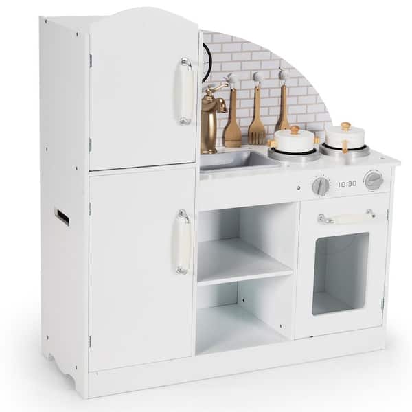 Costway Kids Kitchen Playset Pretend Play Cooking Set With Vivid Faucet and Telephone