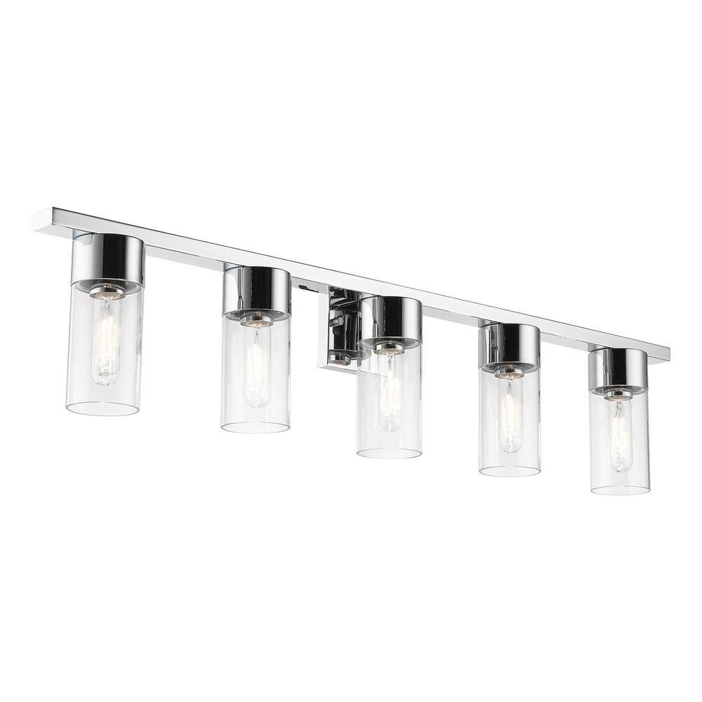 Carson Polished Chrome 5-Light Vanity Sconce with Clear Glass