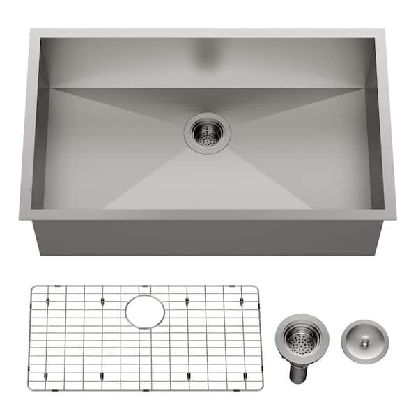 32 in. Undermount Single Bowl 16 Gauge Stainless Steel Kitchen Sink