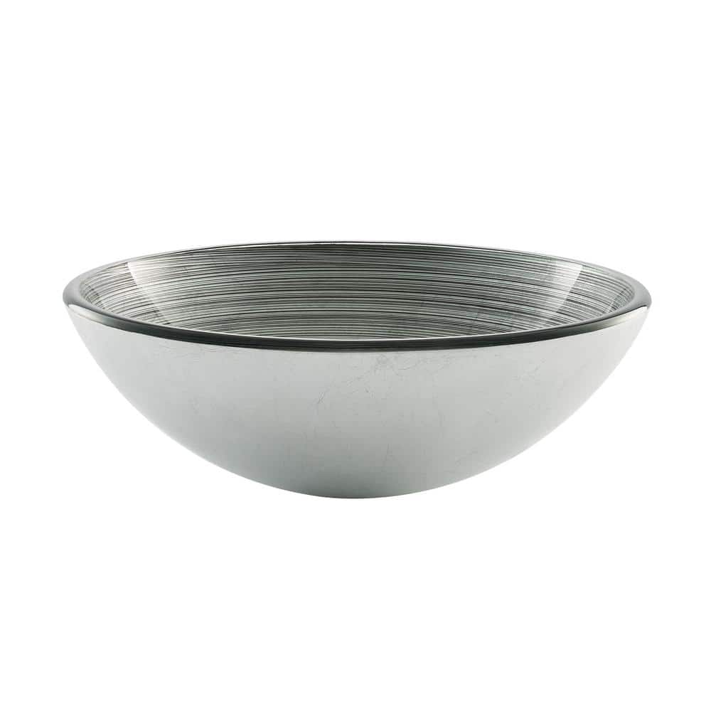 Cascade Smoky Grey 16.5" Glass Vessel Sink with Waterfall Faucet