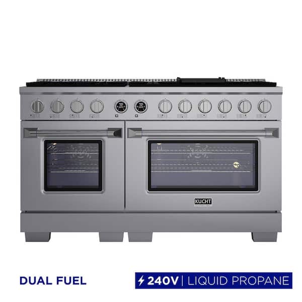 60 in. 7.9 cu. ft. 10 Burners Dual Fuel Range for Propane Gas in Stainless Steel with Horus Thermostat