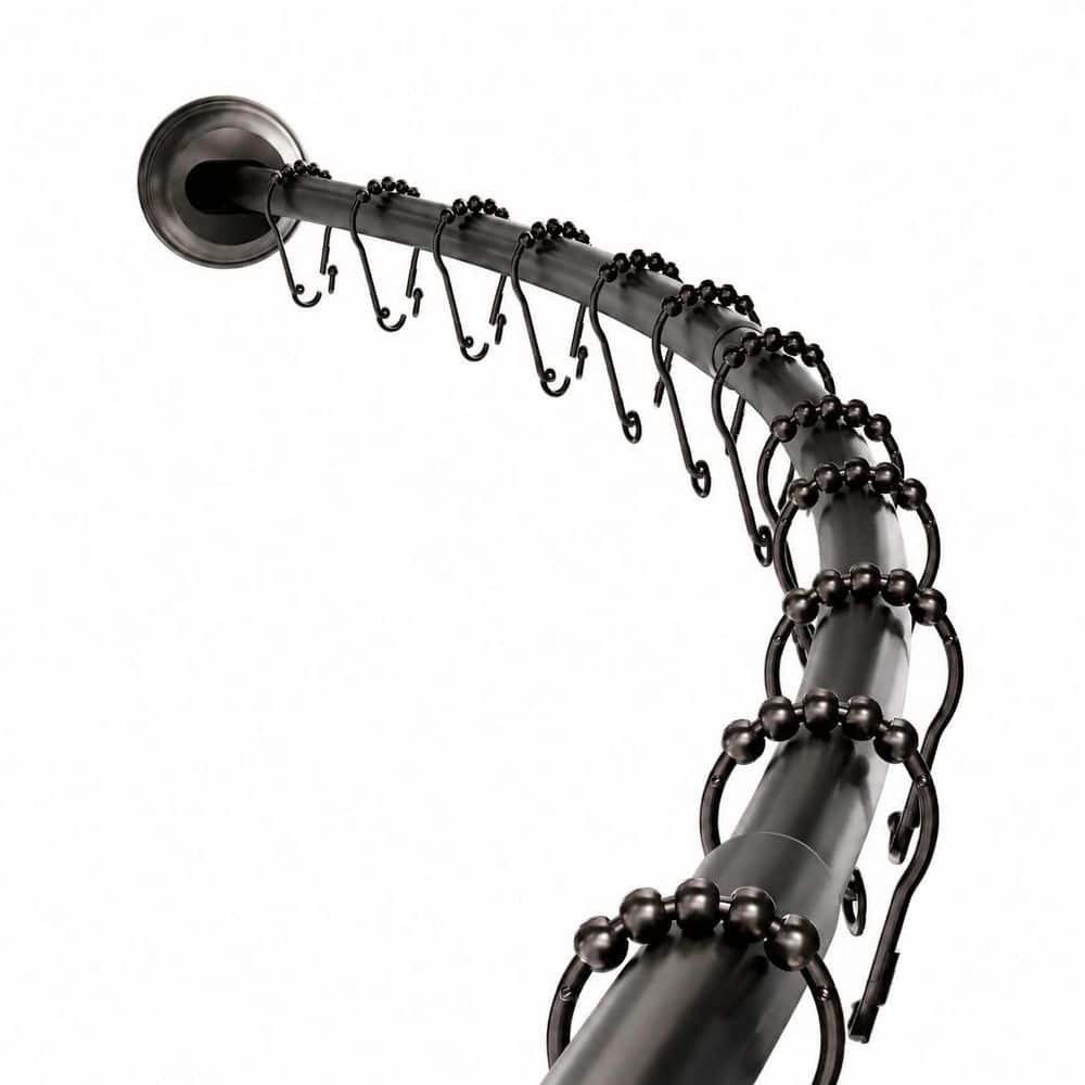 Curved 50 in. to 72 in. Aluminum Rustproof No-Drill Tension Shower Curtain Rod with End Caps in Bronze price history on PriceWatchPro