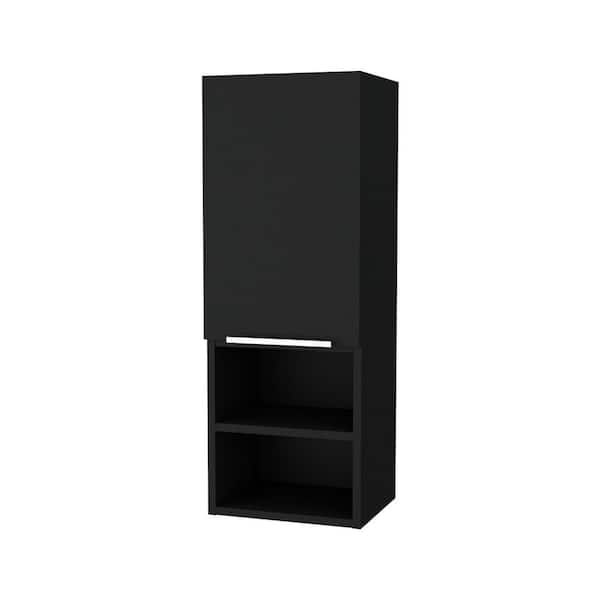 YSQCAR 11.8 in. W x 32 in. H Rectangular Black MDF Surface Mount Medicine Cabinet without Mirror, with 4 Shelves