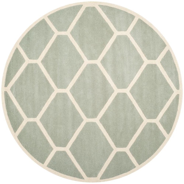 SAFAVIEH Chatham Grey/Ivory 7 ft. x 7 ft. Round Area Rug