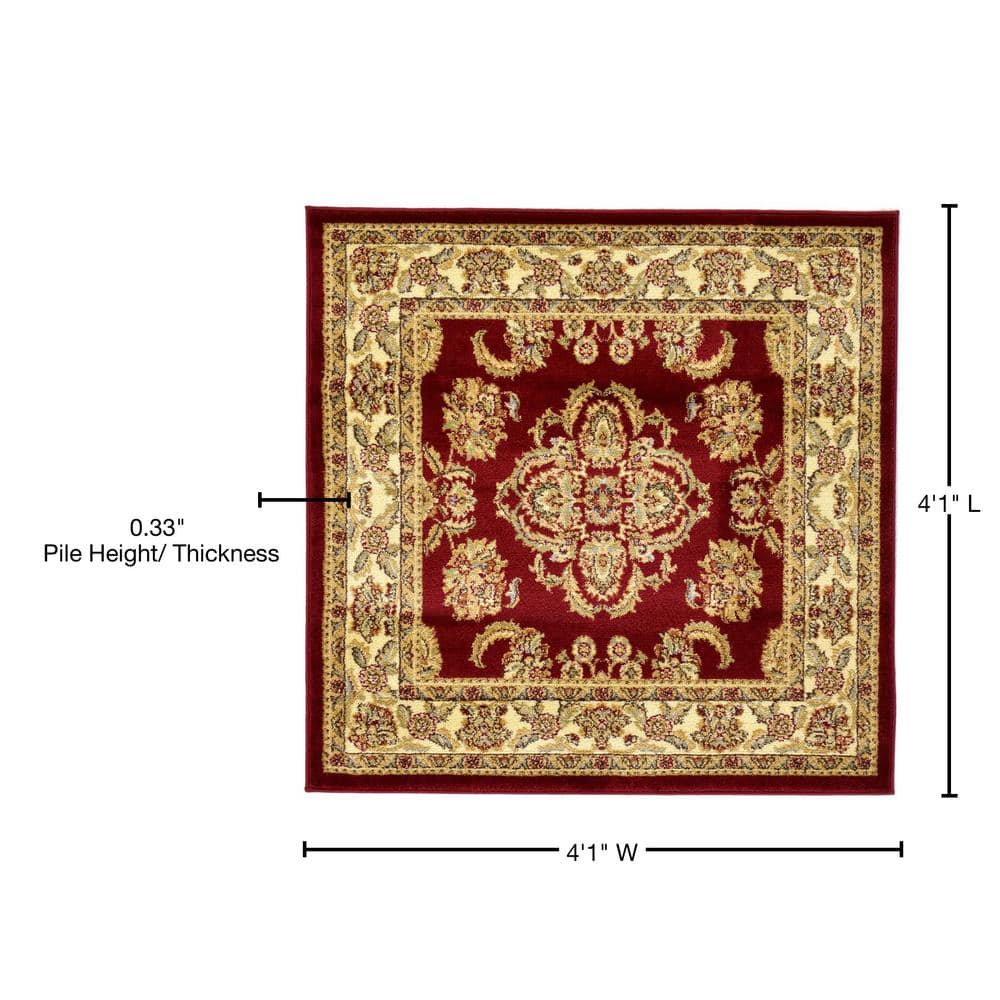 Reddington Classic Red 4' Square Synthetic Easy-Care Rug