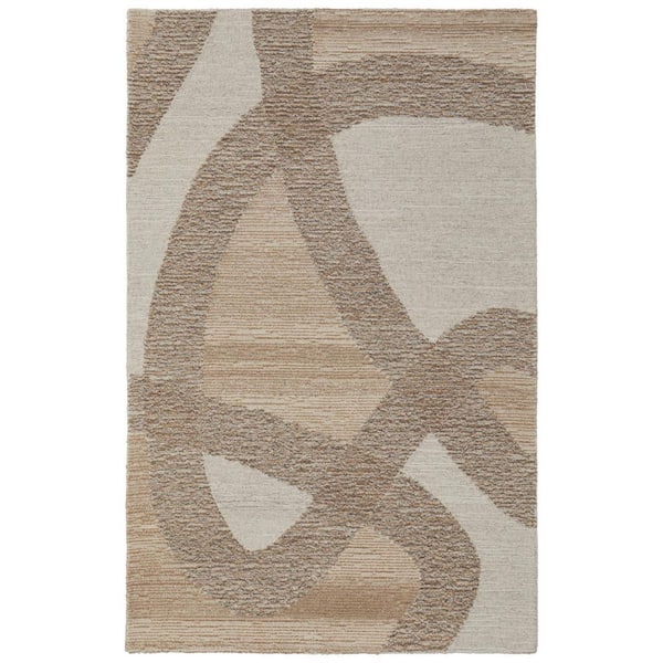 HomeRoots Brown, Tan, Ivory Abstract 5 ft. x 8 ft. Area Rug