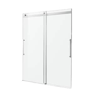 Dama Series 60 in. x 76 in. Frameless Sliding Shower Door with Handle in Brushed Nickel