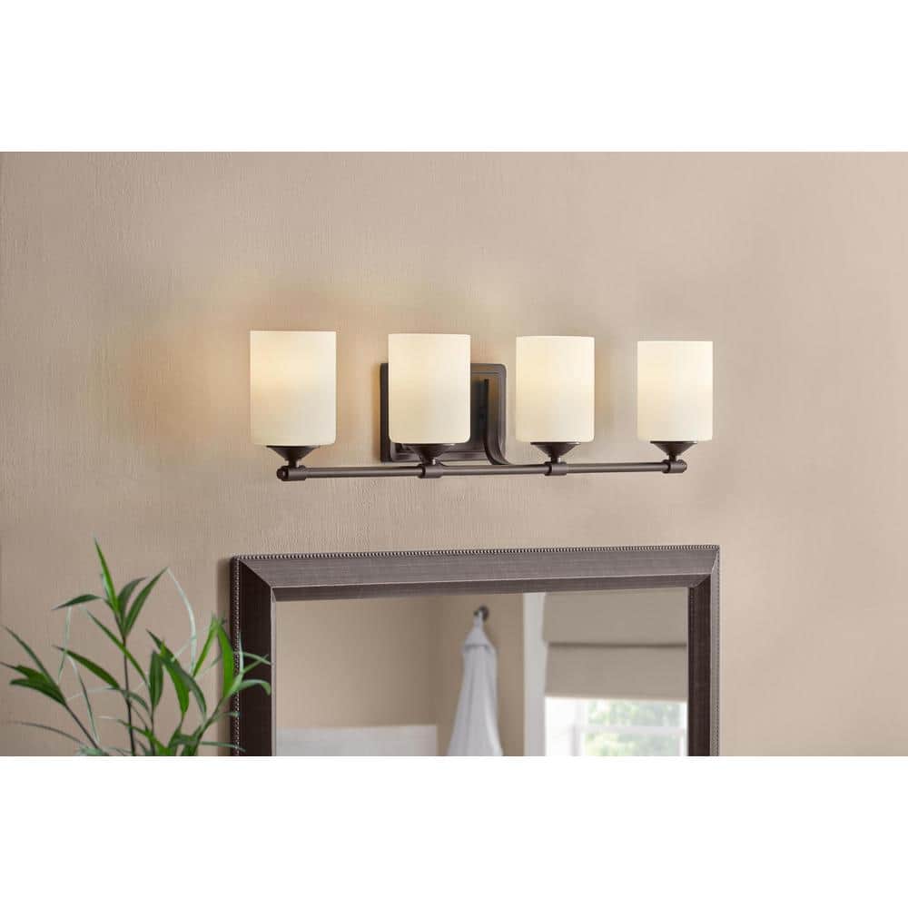 Darlington 29.5 in. 4-Light Bronze Vanity Light with Frosted Opal Glass Shades price history on PriceWatchPro