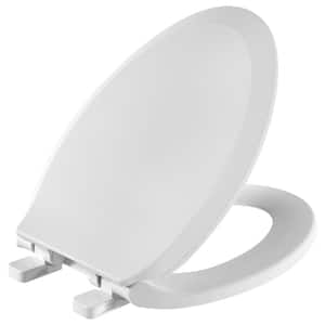 Slow-Close Elongated Closed Front Toilet Seat in White