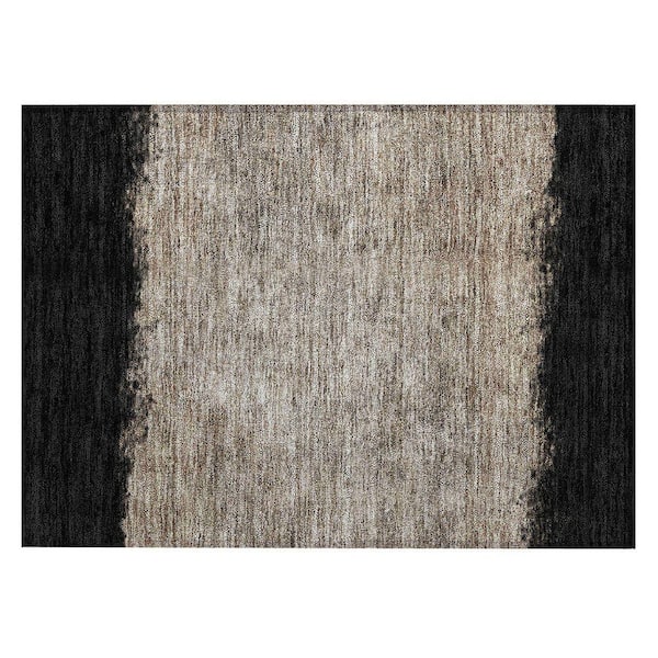 Chantille Machine Washable Indoor/Outdoor Abstract ACN2214 Black 1 ft. 8 in. x 2 ft. 6 in. Accent Rug