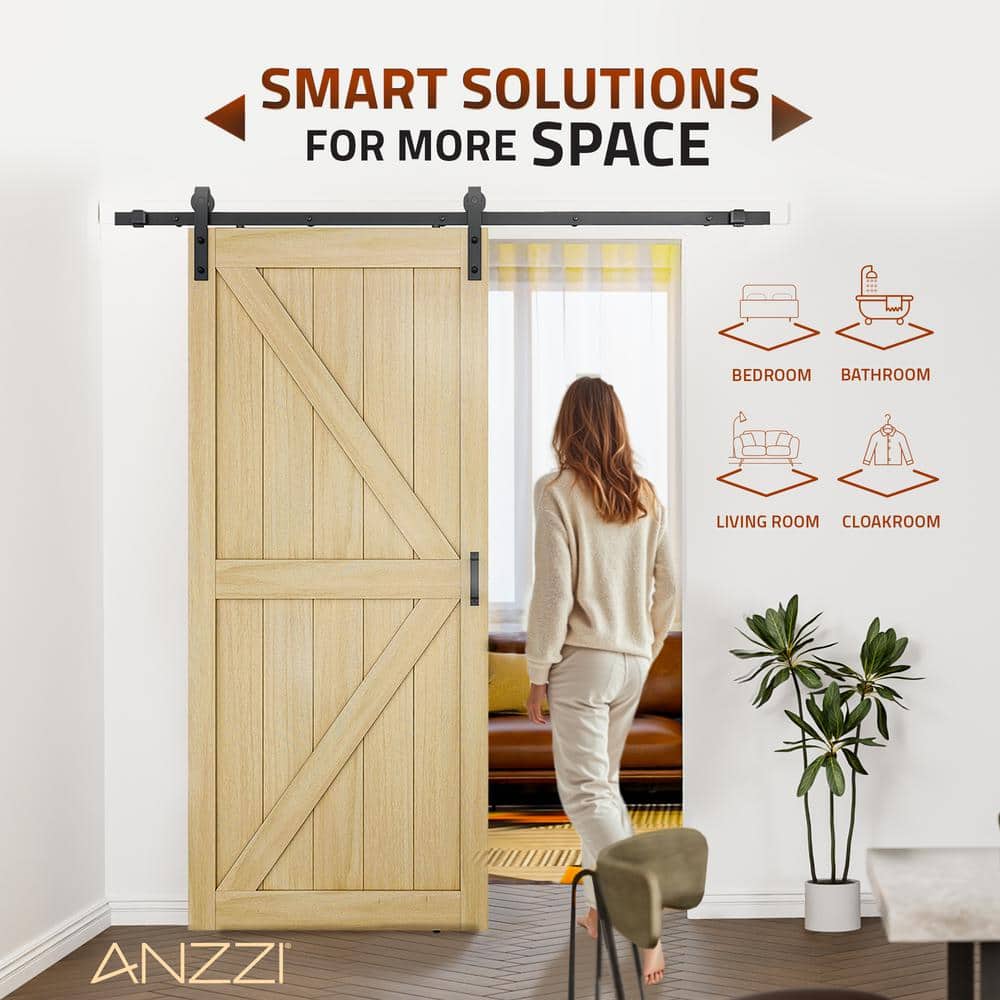 Tan 36" x 84" Sliding Barn Door with Hardware Kit