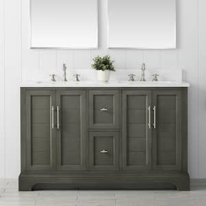 Chambery 54 in. W x 22 in. D x 34.5 in. H Bathroom Vanity in Silver Grey with Engineered Marble Top