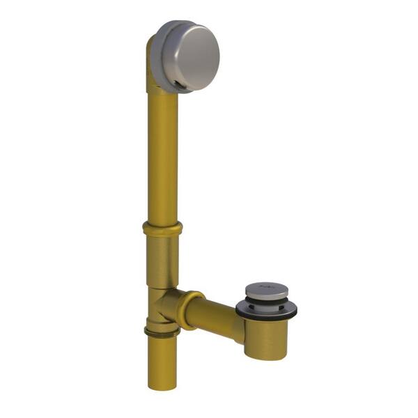 Watco 591 Series 16 in. Tubular Brass Bath Waste with Foot Actuated Bathtub Stopper, Brushed Nickel