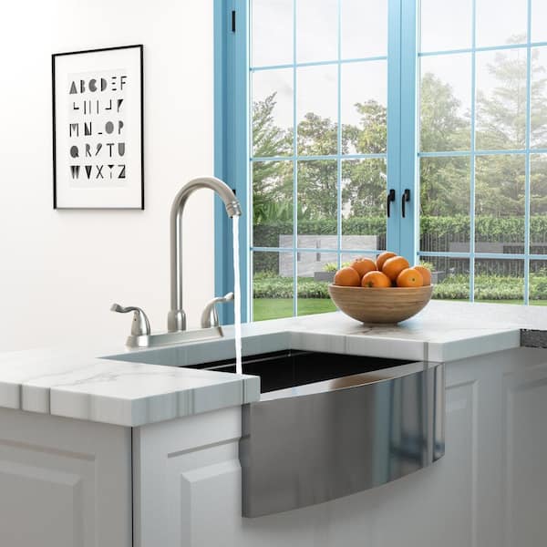 8''Centerset Kitchen Faucet 3 Hole 2 Handle Swivel Sink