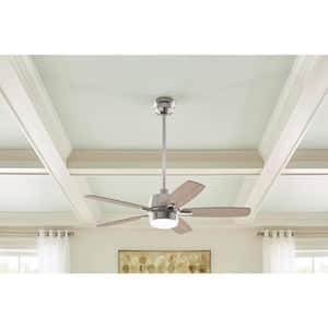 Fawndale 46 in. Indoor Integrated LED Brushed Nickel Ceiling Fan with 5 Reversible Blades, Light Kit and Remote Control