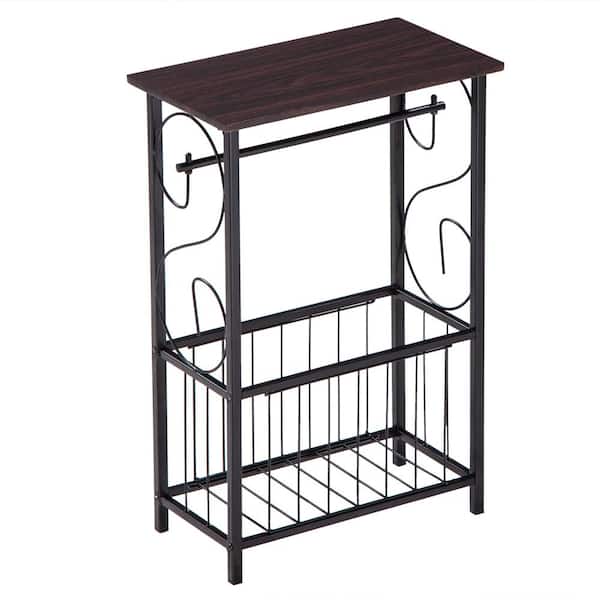 Karl home Rectangle Wood Bathroom Floor Storage Table Black