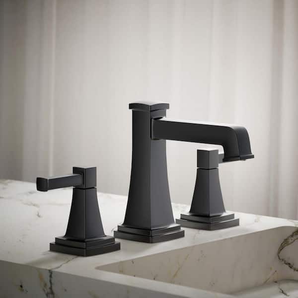 KOHLER Riff 8 in. Widespread Double Handle Bathroom Faucet in Matte Black