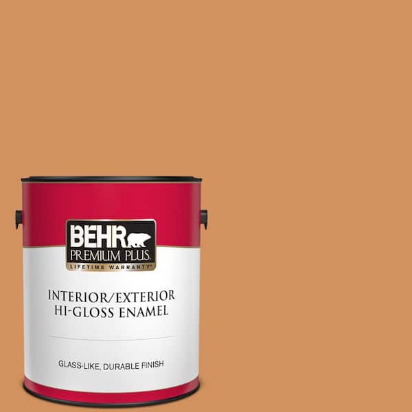 BEHR PREMIUM PLUS 1 gal. #BIC-15 Golden Poppy Hi-Gloss Enamel Interior/Exterior Paint