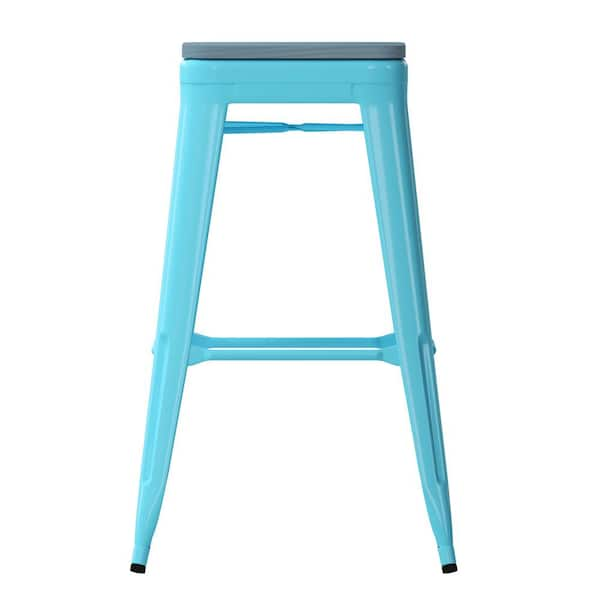 Blue backless bar deals stools