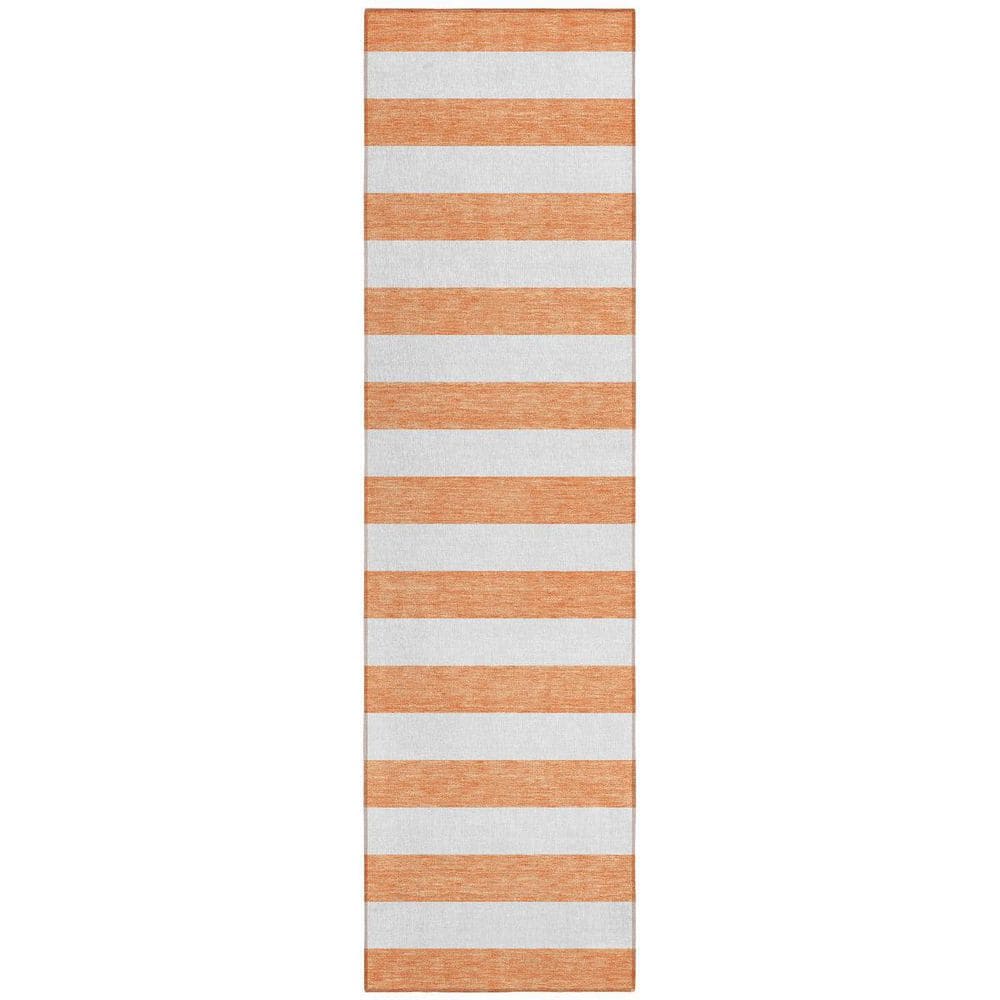 Salmon 2 ft. x 8 ft. Woven Striped Polyester Runner Indoor / Outdoor Area Rug price history on PriceWatchPro