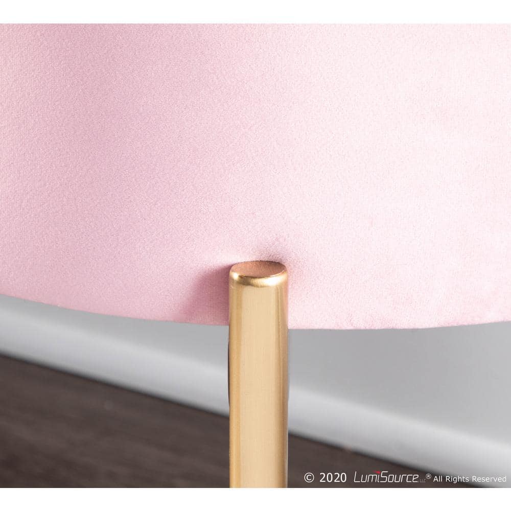 Chloe Blush Pink Velvet 48" Storage Bench with Gold Metal Base