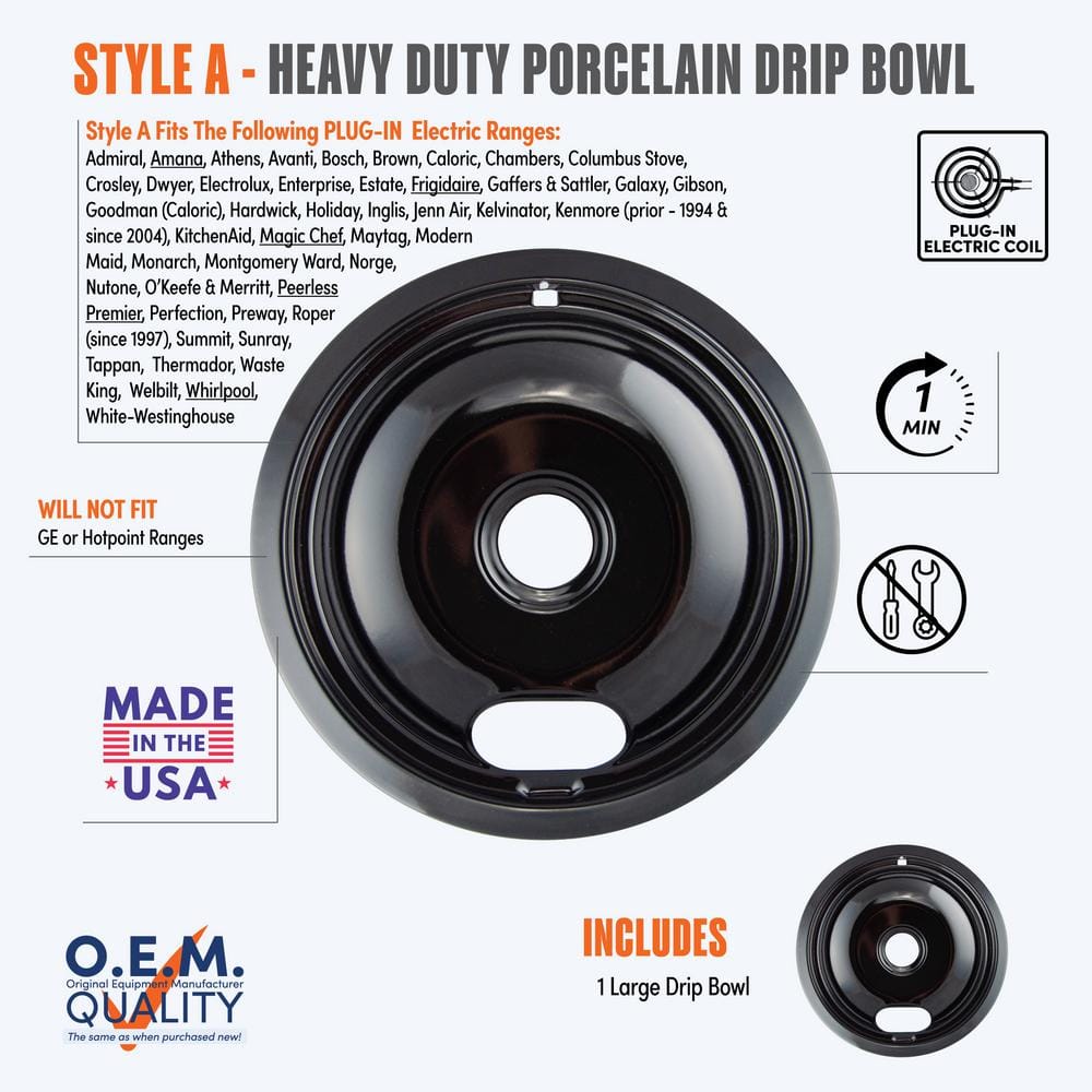 8 in. A Style Drip Pan in Black Porcelain price history on PriceWatchPro