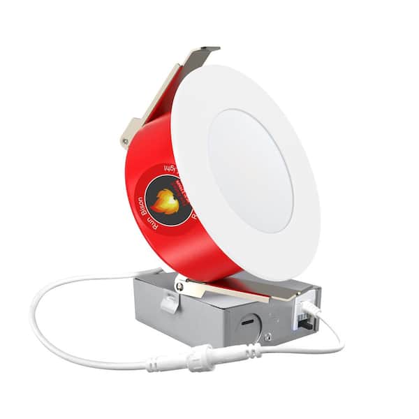 4 in. Fire Rated White Round Canless Integrated LED Recessed Light Trim12W 5CCT 2700/3000/3500/4000/5000K Dimmable