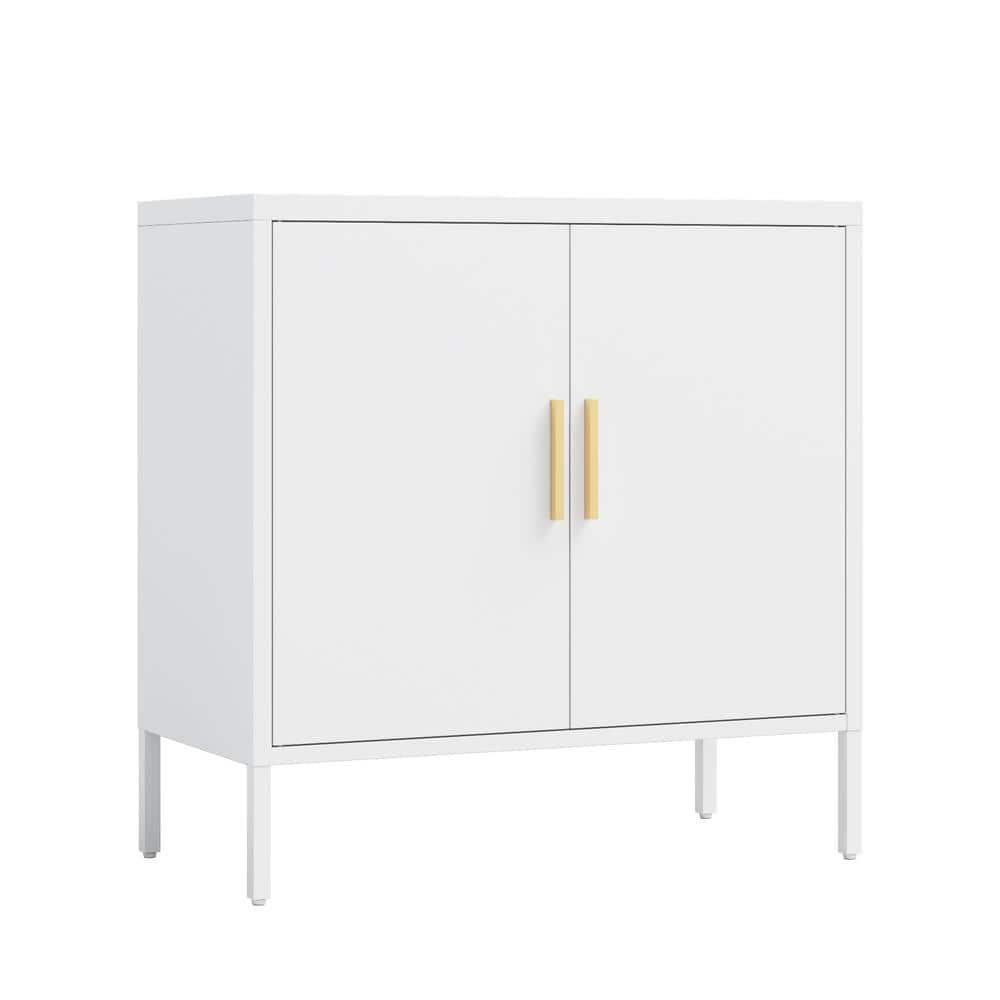 31.50 in. W x 15.75 in. D x 31.50 in. H White Metal Linen Cabinet with 2 Do