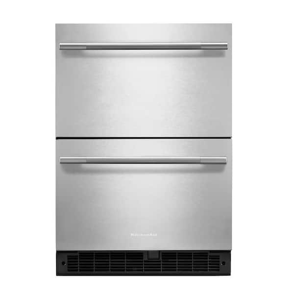 24 in. 4.4 cu. ft. Undercounter Double Drawer Refrigerator in Black Cabinet with Stainless Doors
