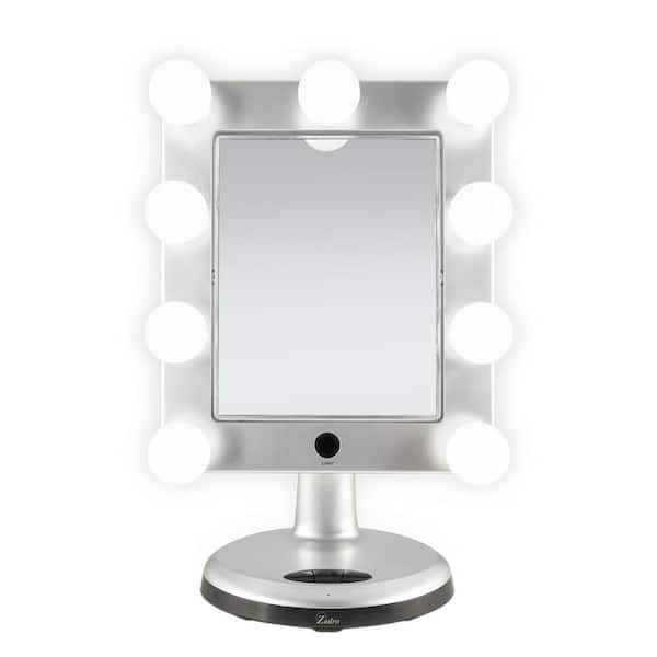 Zadro 10.0 in. W x 17.0 in. H Square Bluetooth Wall Bathroom Makeup Mirror in Silver