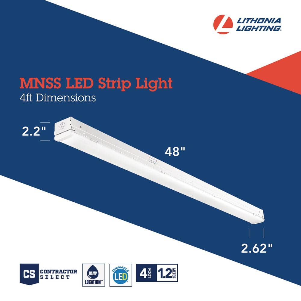 MNSS Series 48-Inch White LED Strip Light with Glass Cover