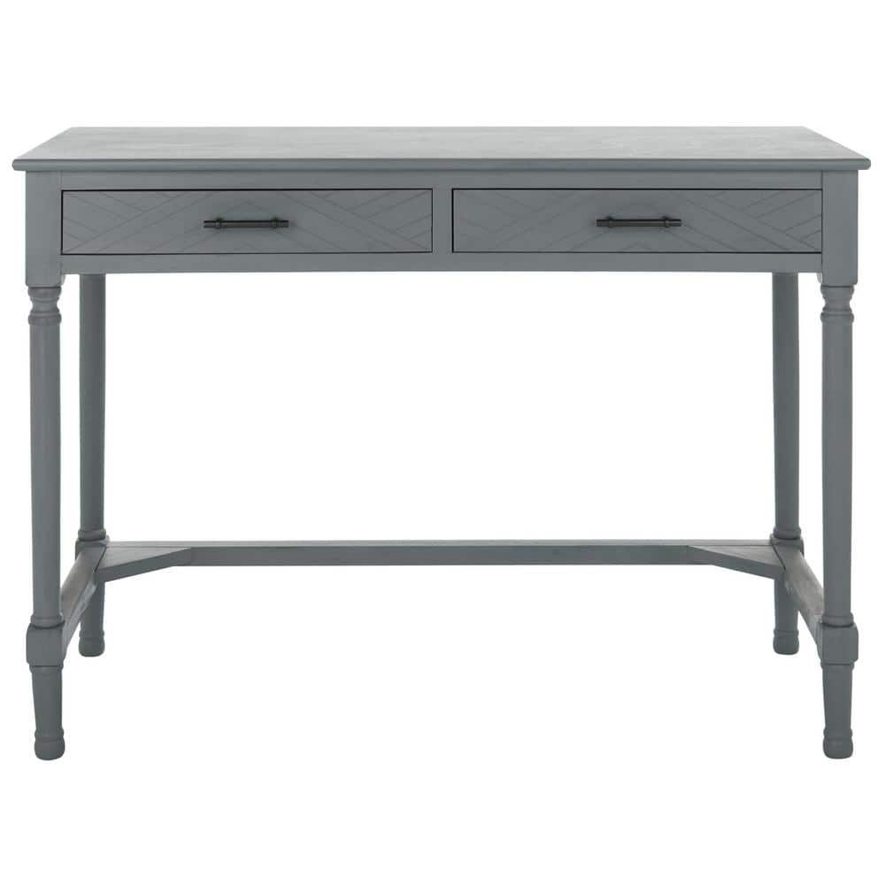 Distressed Grey Wood Writing Desk with Drawers