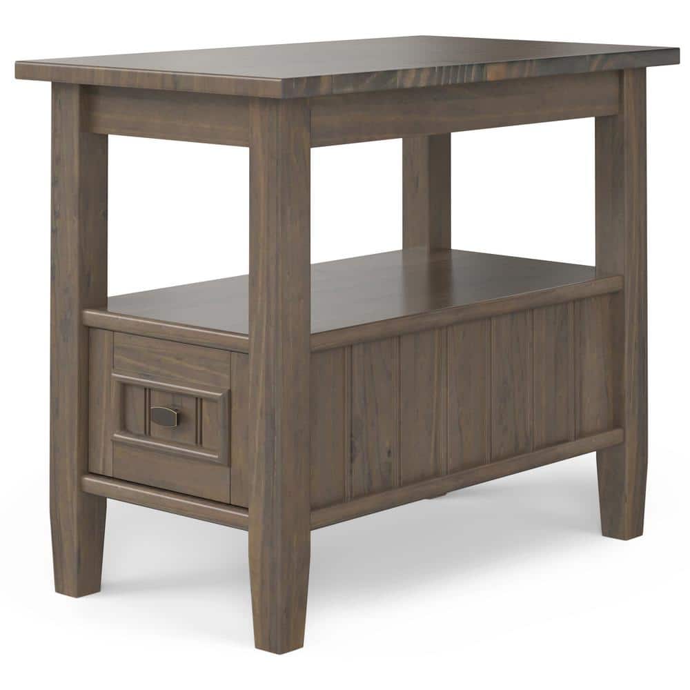 Lev Smoky Brown Solid Wood Narrow End Table with Storage