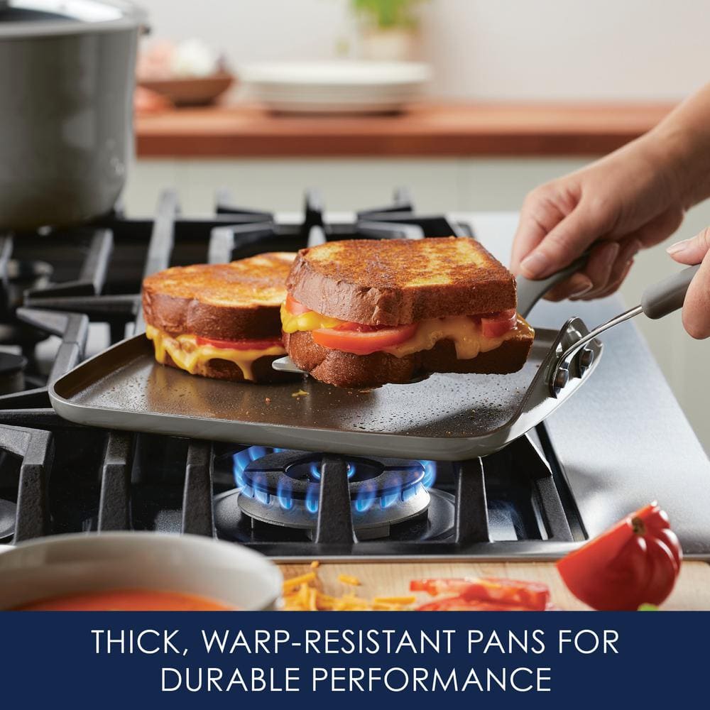 Gray Nonstick Aluminum Square Stovetop Griddle Pan, 11-Inch